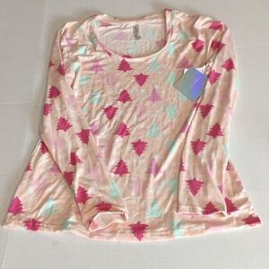French Affair Christmas Tree Holiday Long Sleeve Top Sz Medium